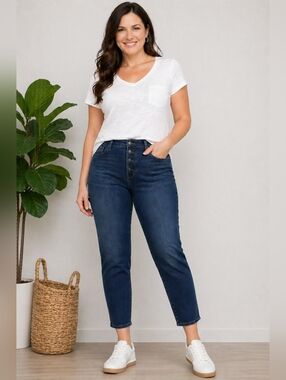 NYDJ Ankle Jeans Size 12 NWT High Rise Button Fly Dark Wash
